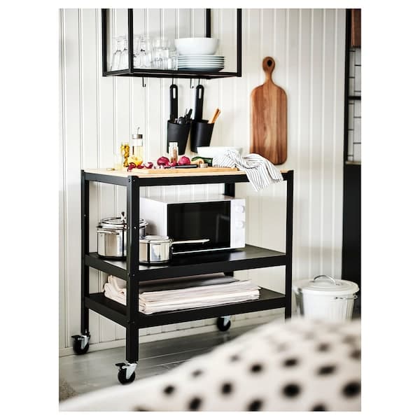 Ikea BROR - Trolley, black/pine plywood, 85x55 cm