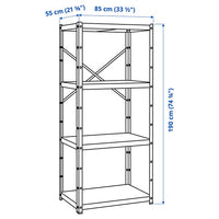 BROR - Storage w shelves/cabinet/trolley, grey-green/pine plywood