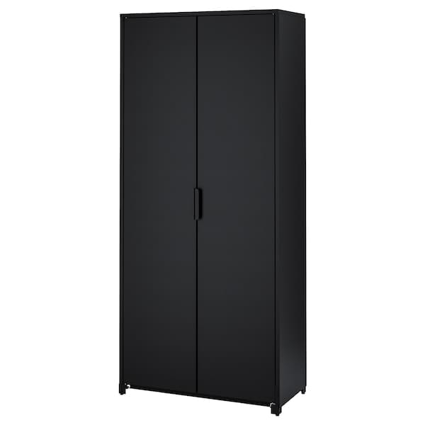 BROR - Cabinet with doors, black, 85x40x191 cm - best price from Maltashopper.com 50494297