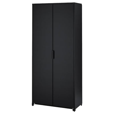 BROR - Cabinet with doors, black, 85x40x191 cm - best price from Maltashopper.com 50494297