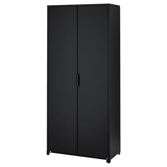 BROR - Cabinet with doors, black, 85x40x191 cm - best price from Maltashopper.com 50494297