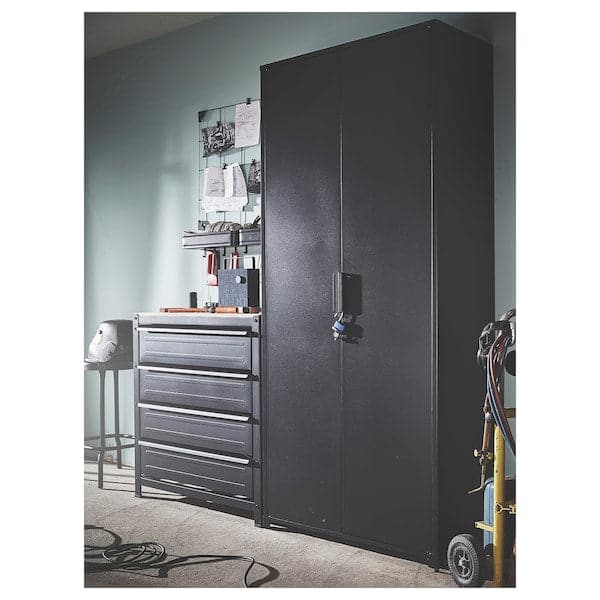 Ikea BROR - Cabinet with doors, black, 85x40x191 cm