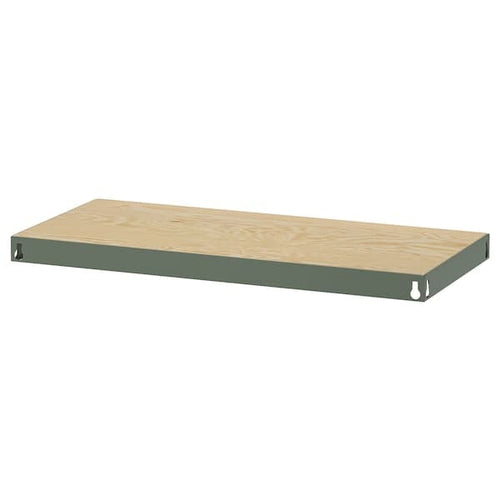 BROR - Shelf, grey-green/pine plywood, 84x39 cm