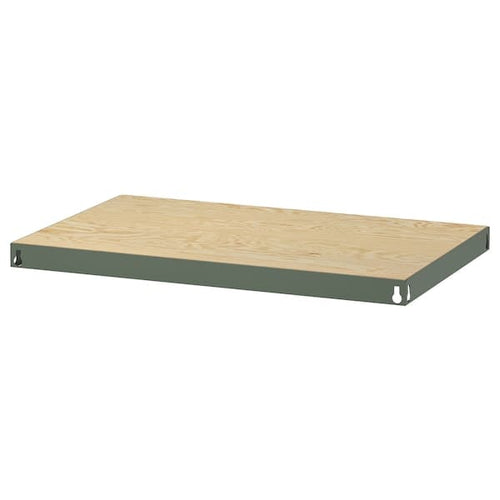 BROR - Shelf, grey-green/pine plywood, 84x54 cm