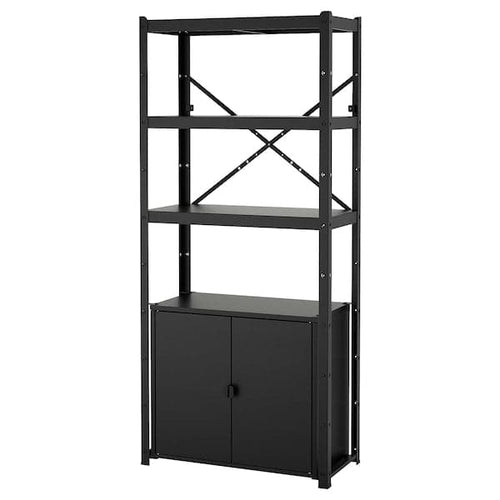 BROR - Shelving unit with cabinet, black , 85x40x190 cm