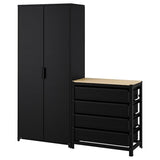 BROR shelving unit w cabinets/drawers, black, 170x40x191 cm