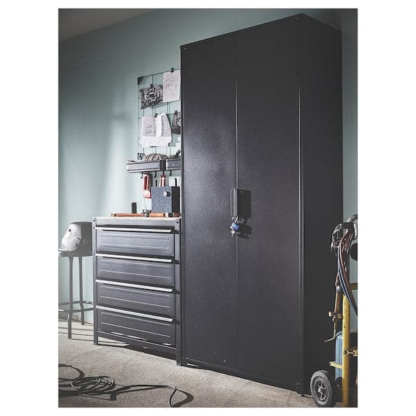 BROR - Shelving unit w cabinets/drawers, black, 170x40x191 cm - best price from Maltashopper.com 09423217