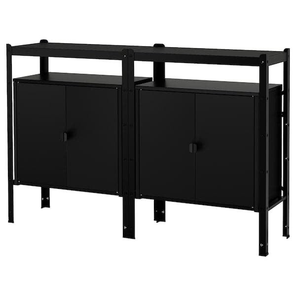 Ikea BROR - Shelving unit with cabinets, black , 170x40x110 cm