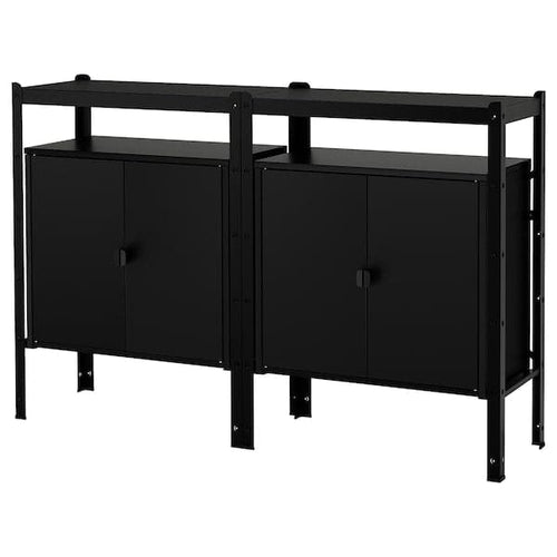 BROR - Shelving unit with cabinets, black , 170x40x110 cm