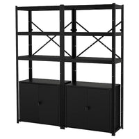 BROR - Shelving unit with cabinets, black , 170x40x190 cm - best price from Maltashopper.com 49471744
