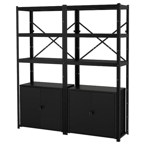 BROR - Shelving unit with cabinets, black , 170x40x190 cm