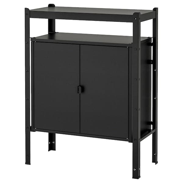 BROR - Shelving unit with cabinets, black , 85x40x110 cm - best price from Maltashopper.com 89283005