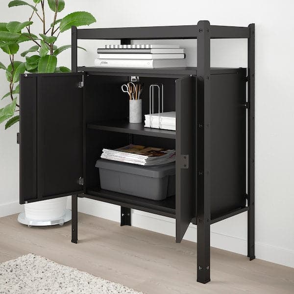 BROR - Shelving unit with cabinets, black , 85x40x110 cm - best price from Maltashopper.com 89283005