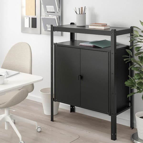 Ikea BROR - Shelving unit with cabinets, black , 85x40x110 cm