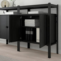 BROR - Shelving unit with cabinets, black , 170x40x110 cm - best price from Maltashopper.com 69275718