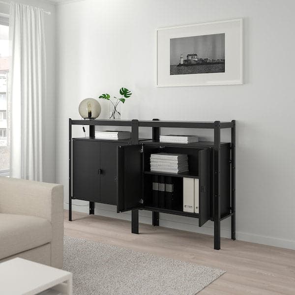 BROR - Shelving unit with cabinets, black , 170x40x110 cm - best price from Maltashopper.com 69275718