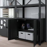 BROR - Shelving unit with cabinets, black , 170x40x190 cm - best price from Maltashopper.com 49471744