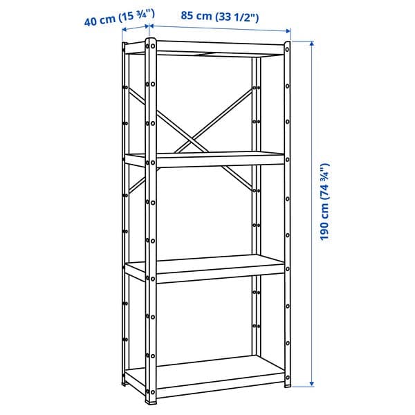 Ikea BROR - Shelving unit, grey-green/pine plywood, 85x40x190 cm