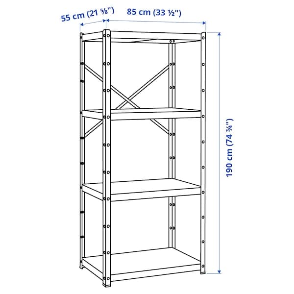 Ikea BROR - Shelving unit, grey-green/pine plywood, 85x55x190 cm