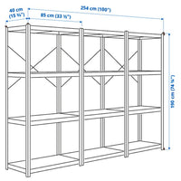 BROR - Shelving unit, grey-green/pine plywood, 254x40x190 cm - best price from Maltashopper.com 49516144