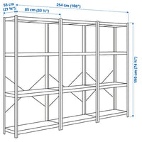BROR - Shelving unit, grey-green/pine plywood, 254x55x190 cm - best price from Maltashopper.com 19516145
