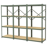 BROR shelving unit, grey-green/pine plywood, 254x55x190 cm