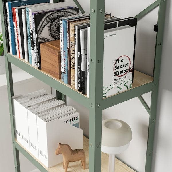 Ikea BROR - Shelving unit, grey-green/pine plywood, 85x40x190 cm