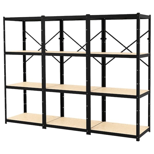 Ikea BROR Shelf - black/wood 254x55x190 cm , 254x55x190 cm