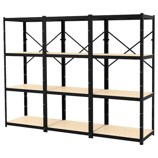 Ikea BROR Shelf - black/wood 254x55x190 cm , 254x55x190 cm