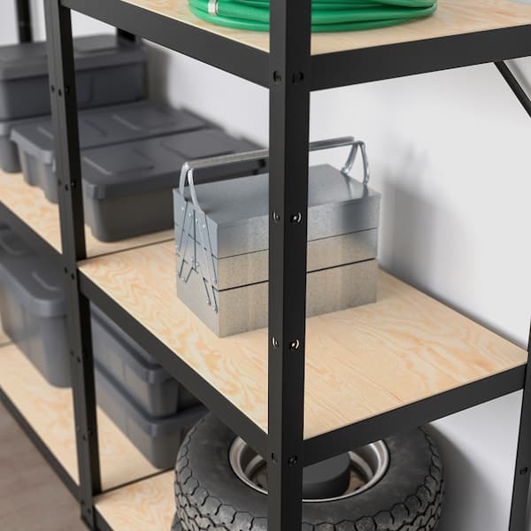 BROR Shelf - black/wood 254x55x190 cm , 254x55x190 cm - Premium Wall Shelves & Ledges from Ikea - Just €526.99! Shop now at Maltashopper.com
