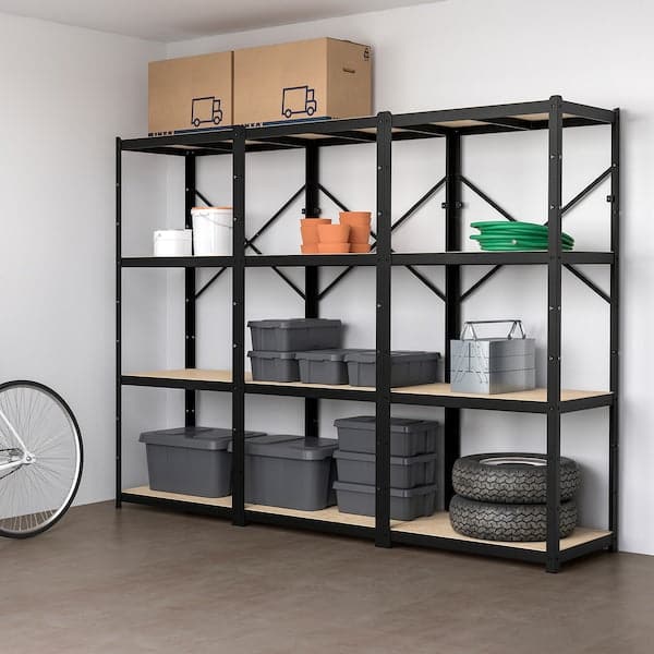 BROR Shelf - black/wood 254x55x190 cm , 254x55x190 cm - Premium Wall Shelves & Ledges from Ikea - Just €526.99! Shop now at Maltashopper.com
