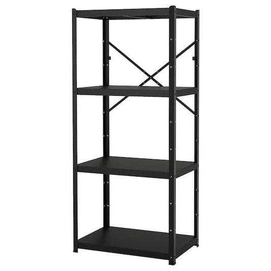 BROR - Shelving unit, black, 85x55x190 cm - best price from Maltashopper.com 49471980