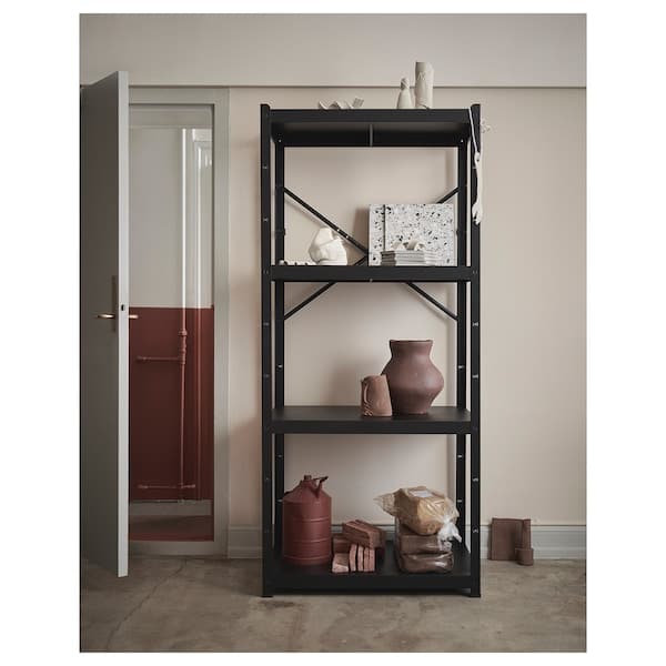 Ikea BROR - Shelving unit, black, 85x55x190 cm