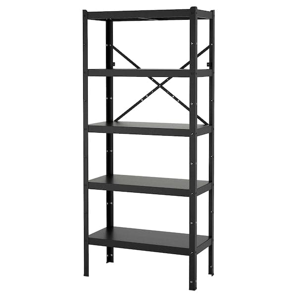 BROR - Shelving unit, black, 85x40x190 cm - best price from Maltashopper.com 09471741