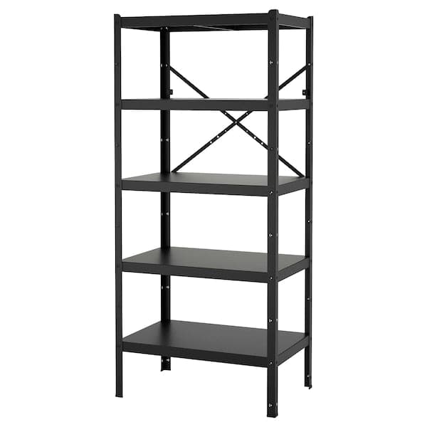 BROR - Shelving unit, black, 85x55x190 cm - best price from Maltashopper.com 69471738