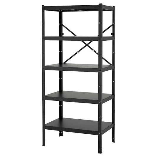 BROR - Shelving unit, black, 85x55x190 cm - best price from Maltashopper.com 69471738
