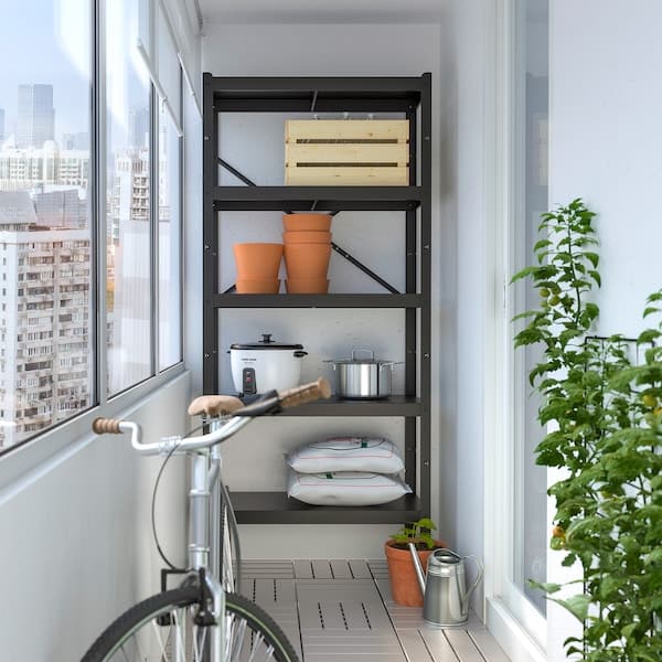 Ikea BROR - Shelving unit, black, 85x40x190 cm