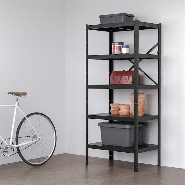 BROR - Shelving unit, black, 85x55x190 cm - best price from Maltashopper.com 69471738