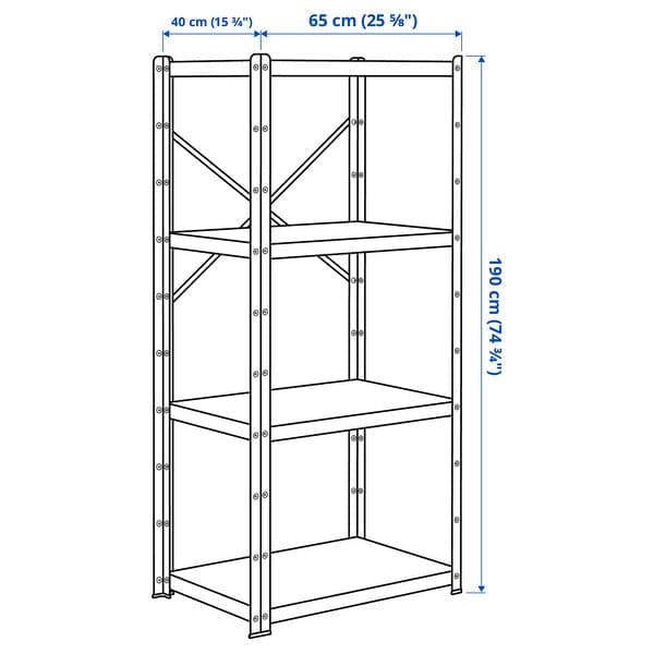Ikea BROR - Shelving unit, black, 65x40x190 cm