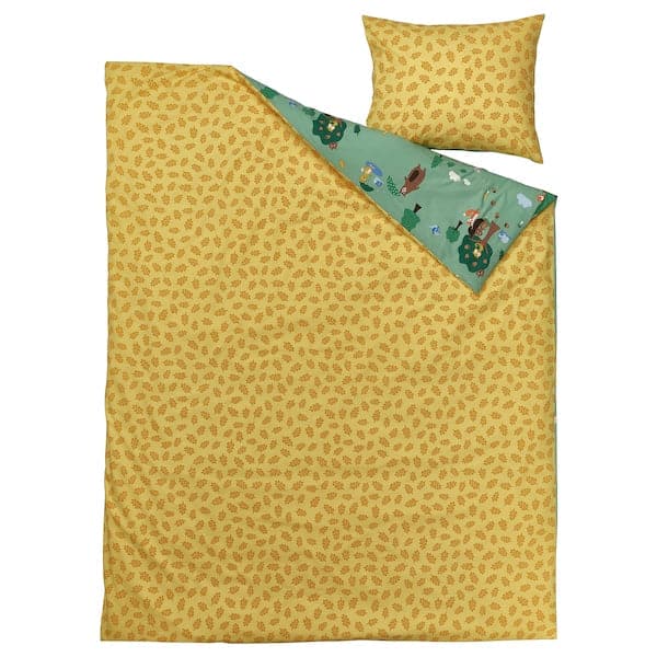 Ikea BRUMMIG - Duvet cover and pillowcase, forest animal pattern/multicolour, 150x200/50x80 cm