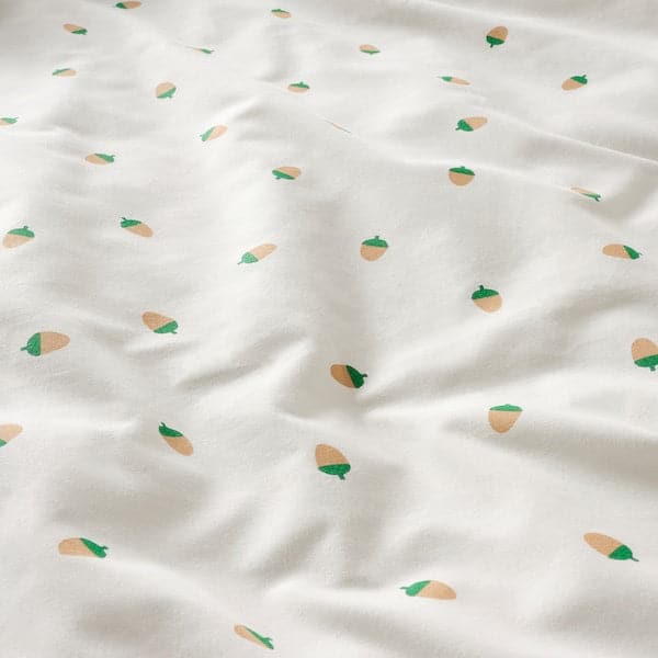 BRUMMIG - Fitted sheet, acorn pattern/multicolour, 90x200 cm - best price from Maltashopper.com 30521174