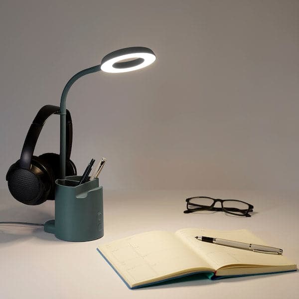 Ikea BRUNBÅGE - LED work lamp, with dimmable/turquoise light box ,