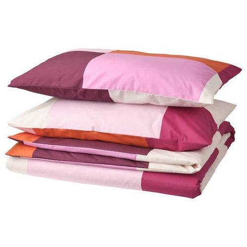 BRUNKRISSLA - Duvet cover and 2 pillowcases, pink, 240x220/50x80 cm