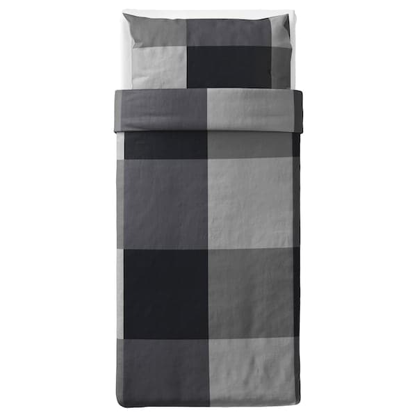 Ikea BRUNKRISSLA - Duvet cover and pillowcase, black, 150x200/50x80 cm