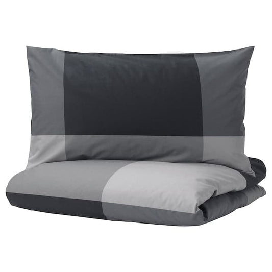 Ikea BRUNKRISSLA - Duvet cover and pillowcase, black, 150x200/50x80 cm