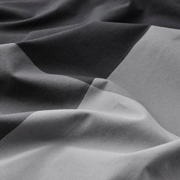 Ikea BRUNKRISSLA - Duvet cover and pillowcase, black, 150x200/50x80 cm