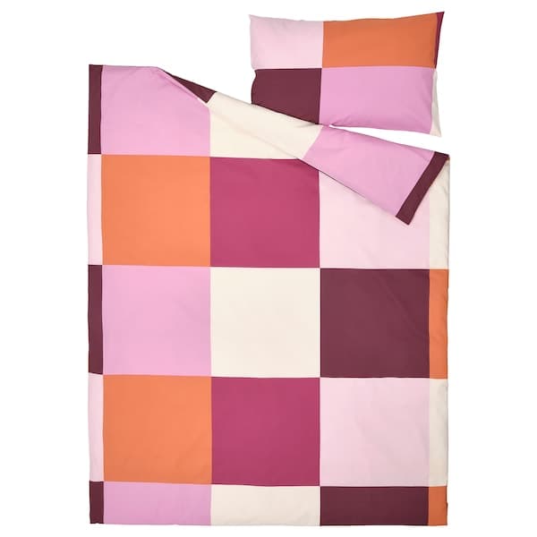 Ikea BRUNKRISSLA - Duvet cover and pillowcase, pink, 150x200/50x80 cm