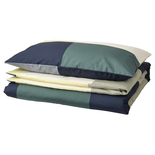 BRUNKRISSLA - Duvet cover and pillowcase, green/multicolour, 150x200/50x80 cm