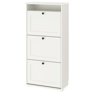 BRUSALI - Shoe cabinet with 3 compartments, white, 61x30x130 cm - best price from Maltashopper.com 80480393