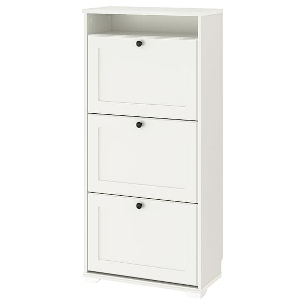 Ikea BRUSALI - Shoe cabinet with 3 compartments, white, 61x30x130 cm